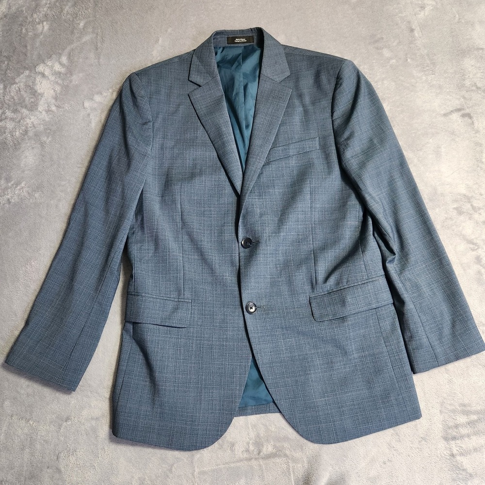 New Nordstrom Trim Fit Blazer Zignone Italian Virgin Wool Blue Glen Plaid 40R